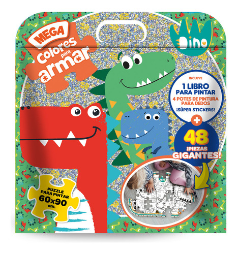 Set Puzzle Dinosaurios +libro Para Pintar +stickers+ Pintura
