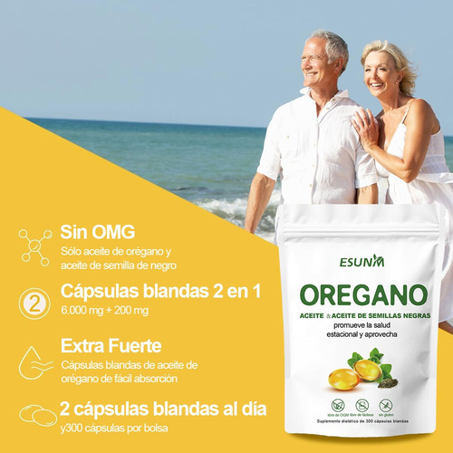 Aceite De Orégano 6000 Mg Con300cápsulas Blandas Sin Sabor*2