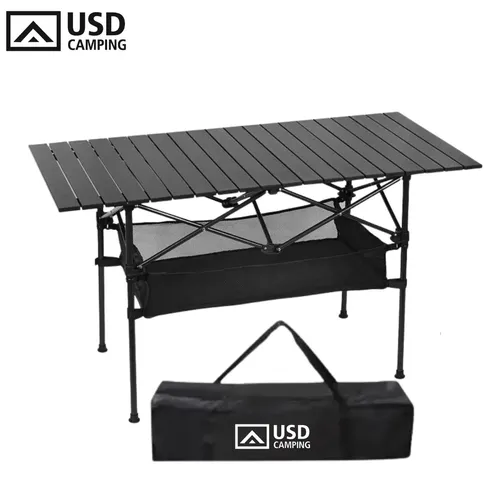 Usd Mesa Dobrável USD Retangular de Aço p/ Camping e Piquenique