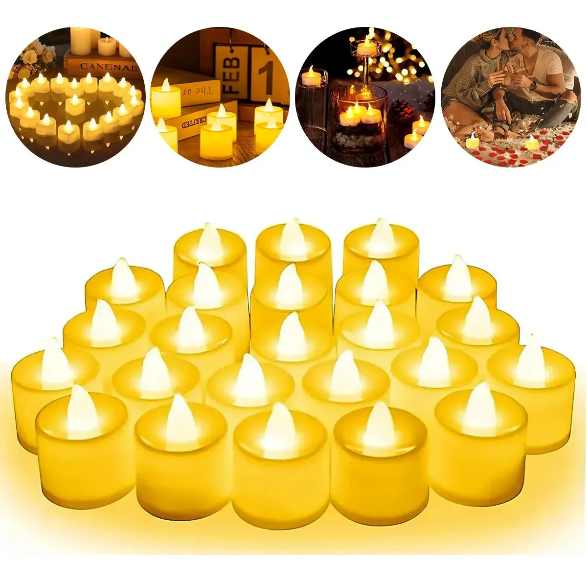 Pack de 24 Velas LED con Pilas para Decoración de Fiestas y Bodas