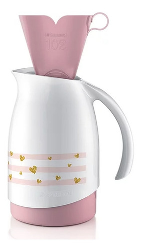 Imagem 2 de 6 de Kit Garrafa Térmica 700ml Suporte Filtro Café Sanremo Branca