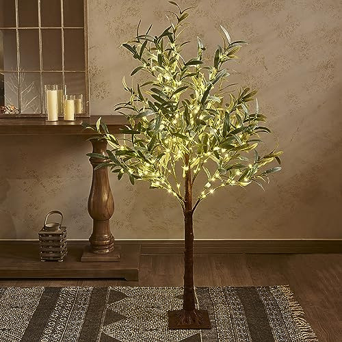 Hairui Lighted Olive Tree Plug-in 4ft 160 Warm White Led Art