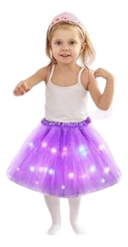 Pollera Tutu Tul Luminoso Led 30 Cm Princesa Disfraz 