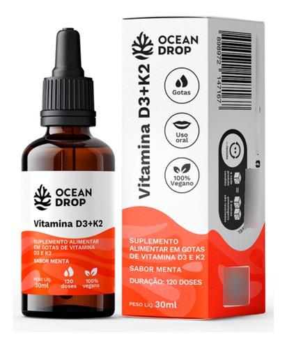 Vitamina D3 K2 Ocean Drop Menaquinona - 7 & Colacalciferol 
