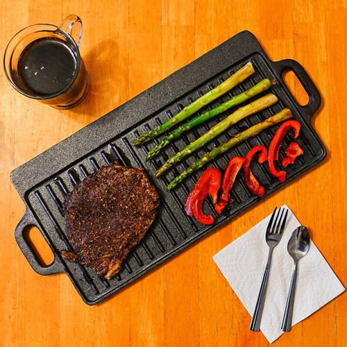 Sartén Reversible Para Parrilla, Carne, Carne, 46cmx23cm