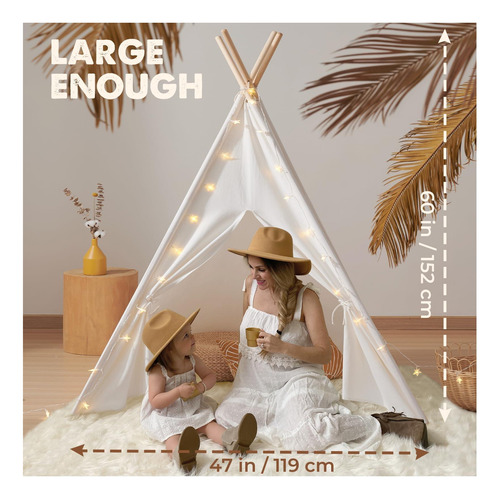 Tinga Tiny Land Teepee Tent For Kids, 100% De Algodón De De