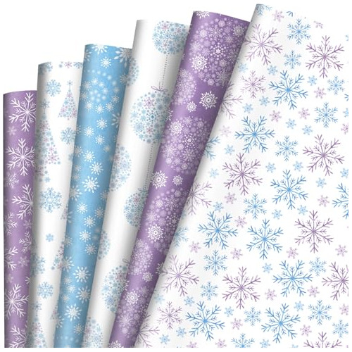 Anydesign 12 Sheet Christmas Winter Wrapping Paper Blue...