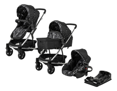 Carriola De Viaje Para Bebe Plegable Ligera Con Portabebe Color Negro Chasis Negro
