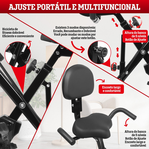 Bicicleta Ergométrica Dobrável Vertical Cadence Cor Preto