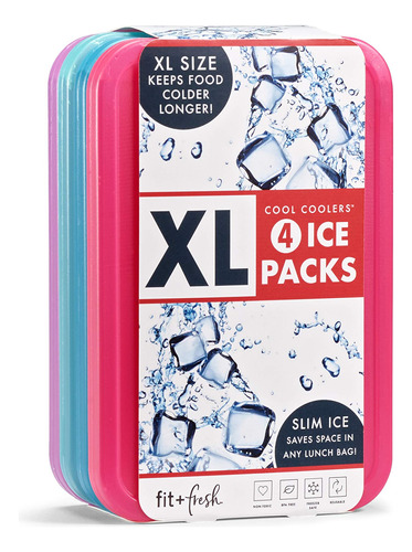 Fit + Xl Coolers Freezer Slim Ice Pack Para Lonchera, R...
