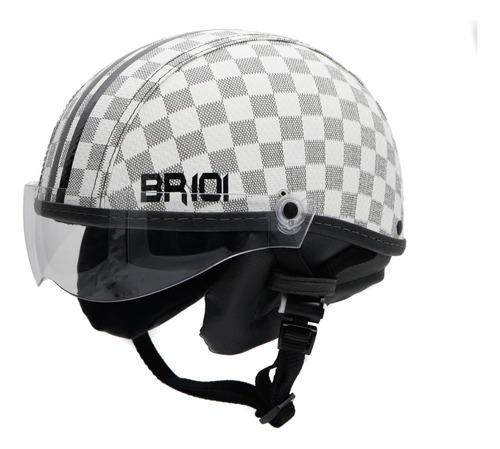 Capacete Coquinho Br 101 Xadrez Branco Vision Cristal M