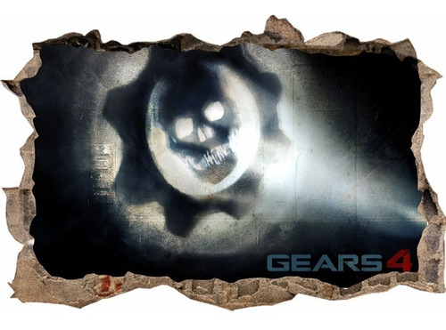 Vinilos Efecto 3d Hueco Pared Gears Of War  1.50m X 1m