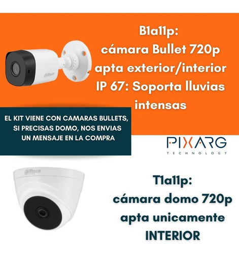 Imagen 3 de 8 de Kit 4 Camaras Seguridad Dahua Exterior Hd Dvr 8 Canales P2p