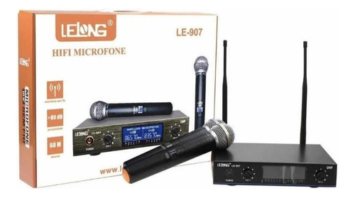 Microfone Duplo Sem Fio Profissional Le-907 Uhf Digital 100m