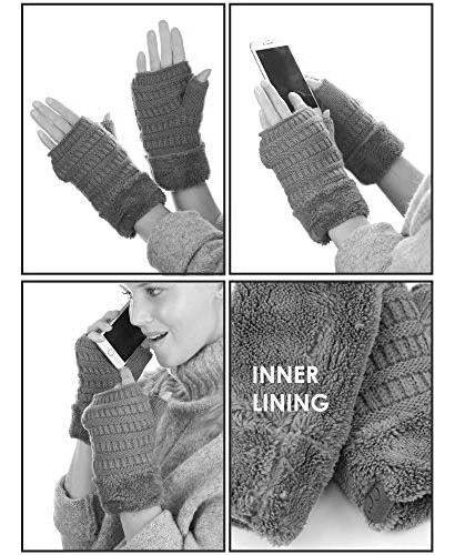 C.c Guantes De Invierno Con Forro Polar De Medio Dedo Sin De