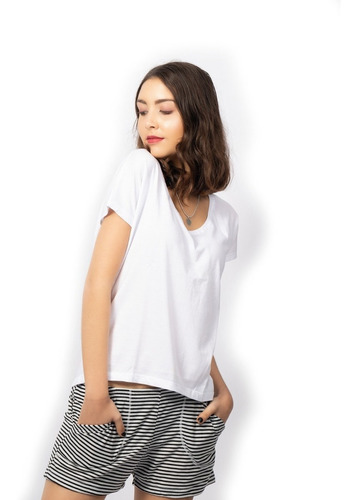 Imagen 5 de 10 de Short Rena Jelue Pijama De Algodon Con Bolsillos Verano
