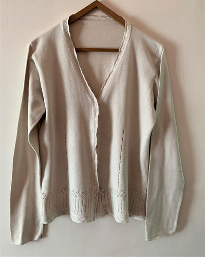 Sweater De Hilo Saquito -beige/ Talle Large