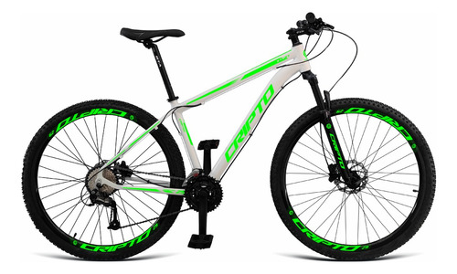 Mountain bike Cripto Start aro 29 21" 24v freios de disco mecânico câmbios Importado Index cor branco/verde