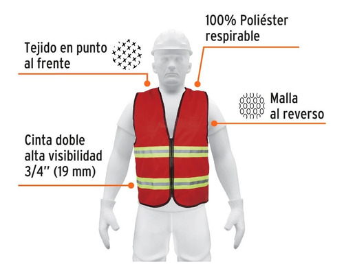 Chaleco De Seguridad Con Cierre. Rojo Rojo
