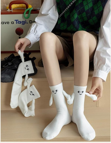 2 Par Calcetines Con Manitas Ojos Magneticos Regalo Valentín