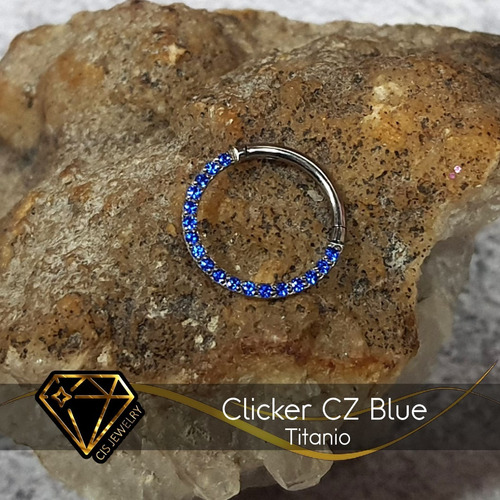Imagen 1 de 2 de Piercing Clicker Cz Blue Titanio Precio Unidad
