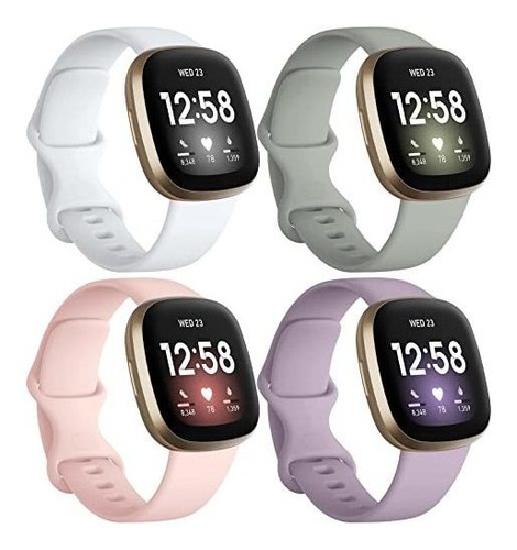 Malla Para Fitbit Versa 3 &sense X4  S Lavanda/bco/gris/rosa