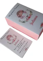 Comprar 40 Estampitas + Caja Contenedora Souvenir Comunión Bautismos