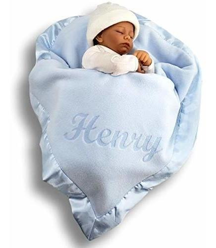 Mantas De Bebé Personalizadas (azul), 36x36 Pulgadas Grandes