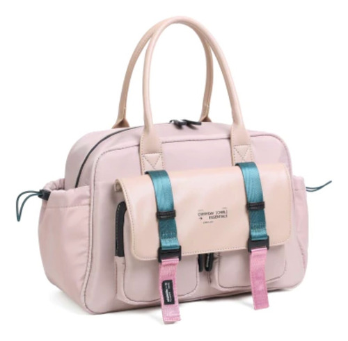 Bolso Bowling Bag Milan Chimola C44 Color Visón Diseño De La Tela Lisa
