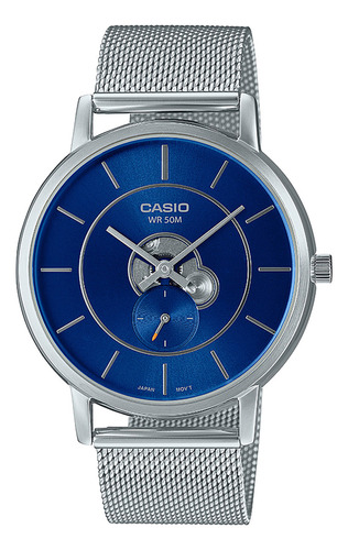 Reloj Hombre Casio Mtp-b130m-2avdf Core Mens Color de la correa Plateado Color del bisel Plateado Color del fondo Azul