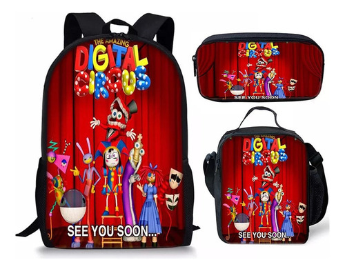 Juego De 3 Mochilas Escolares Magical Digital Circus Color 5