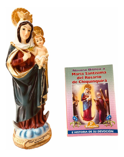 Virgen De Chiquinquira En Porcelana Italiana + Novena Y Vela