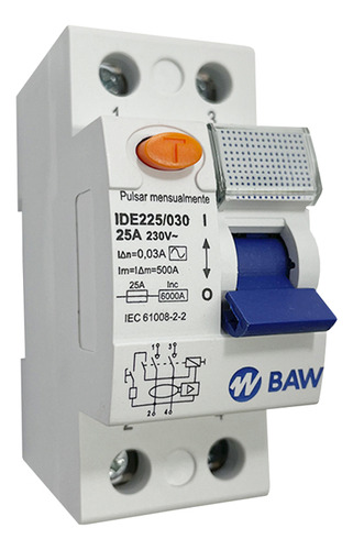 Baw IDE240/030 diferencial interruptor disyuntor Bipolar 40amp 30ma color blanco