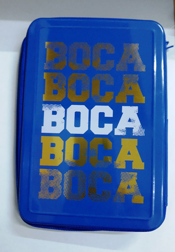 Cartuchera Metal 2 Pisos Boca Juniors La Mitad 
