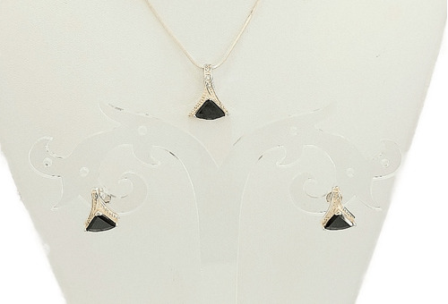 Conjunto De Aros De Fiesta, Dije Y Cadena Piedra Negra