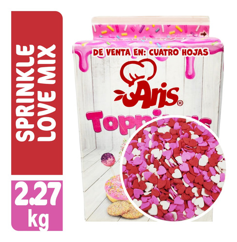 Corazón Love Sprinkles Granillo Perla Repostería  2.27 Kg.