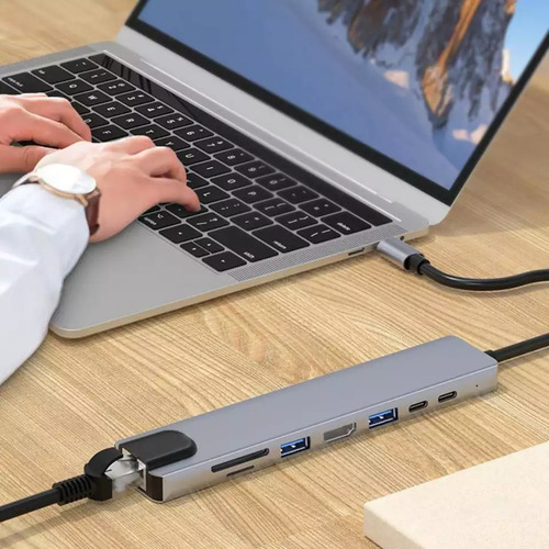 Adaptador Tipo C 8 En 1 Hub Usb 3.0 Hdmi 4k Multipuerto