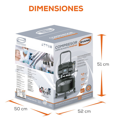 Compresor De Aire Inverter Libre Aceite 3hp 220v 130psi 30l