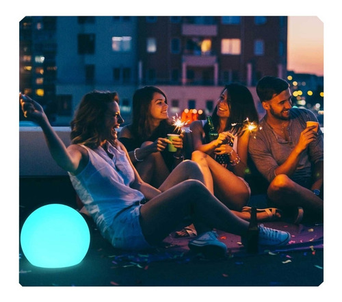 Lampara Esférica Solar Para Exterior Buly 40 Cm Led Colores
