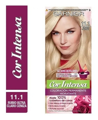 Kit Tintura Cor Intensa De Garnier Tono 11.1 rubio ultra claro ceniza