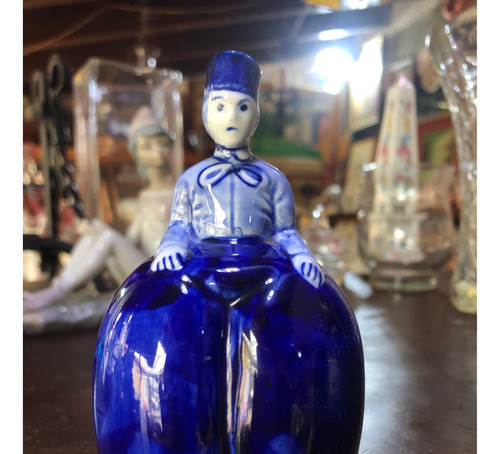 Campana Antigua De Porcelana Delft Color Azul Cobalto En Per