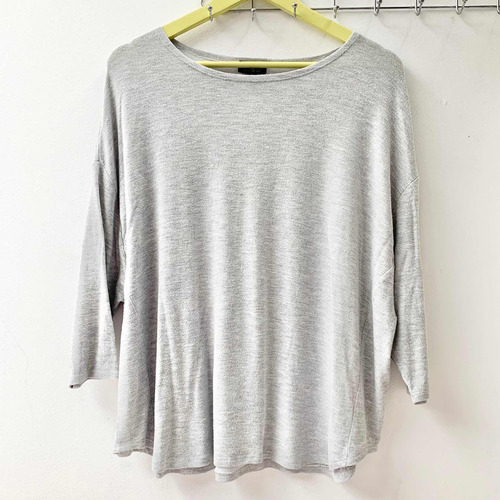 Polera Manga Larga Hilo Gris, Talla 40, Marca Topshop Usada