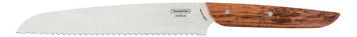 Cuchillo Para Pan Tramontina Verttice Acero Inox 8 Pulgadas Color Madera