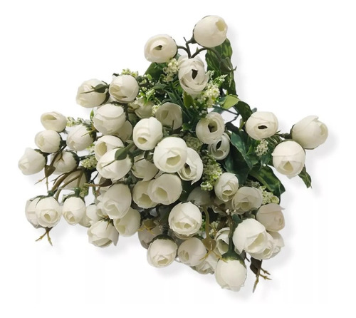 Rosas Artificiales Blancas Ramo 28 Flores Centro Mesa 35 Cm 