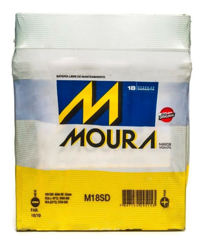Imagen 3 de 5 de Batería Moura Msa18sd 12x40 D 40 Amp 250cca Asiática