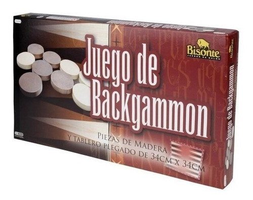 Backgammon Juego De Mesa Bisonte Piezas Madera 34 Cm X 34 Cm