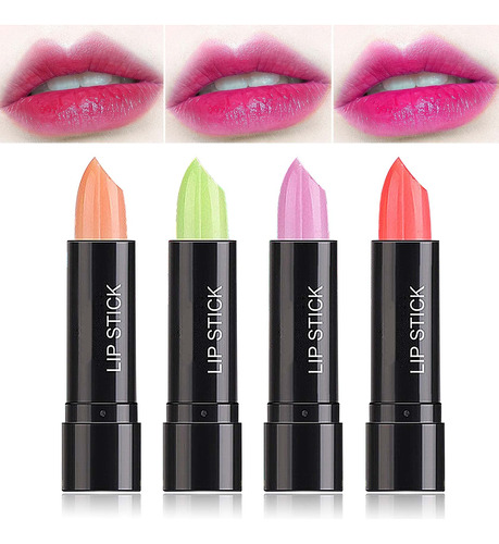 Wenjlyj Juego De 4 Lapices Labiales Que Cambian De Color De