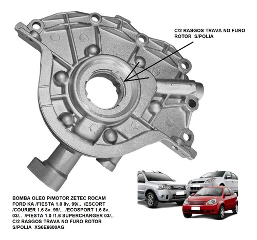 Bomba De Oleo Motor Ford Ecosport 1.6 8v Rocan 99/ 