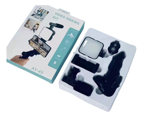 Kit Para Streaming Vlogs Tripode Luz Micrófon Palo Selfies