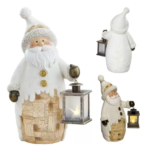 Figura Navidad, Muñeco De Nieve O Santa Claus Con Linterna